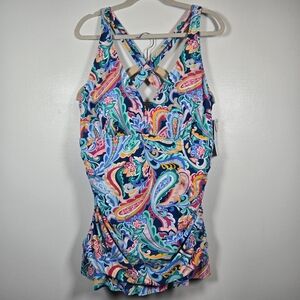 NEW Beach Diva Paisley Floral One Piece Swimsuit Bathing Suit Plus Size 20W